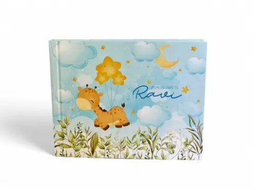 Livro do Bebê Luxo com Caixa Girafinha Estrelas Memolê