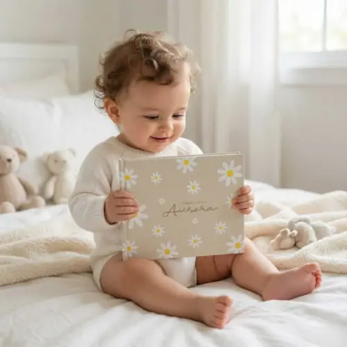 Livro do Bebê Luxo com Caixa Cartonada - Margaridas