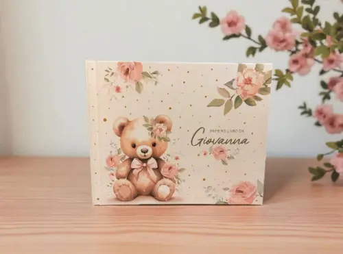 do Bebê Luxo com Caixa Ursinha Floral Menina Memolê