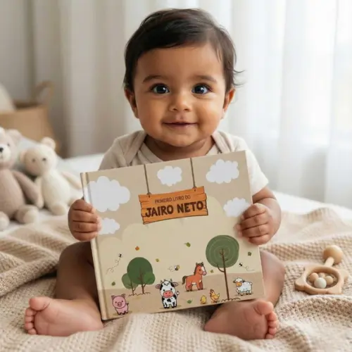 Livro do Bebê Luxo Fazendinha Personalizado Memolê