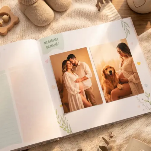 Livro do Bebê Luxo Safári Botânico - Menino Capa Dura Diário