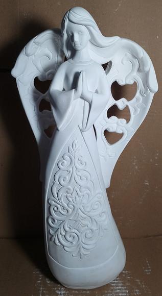 Anjo com Asa Vazada Imagem Anjo Escultura Gesso Cru