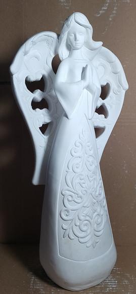 Anjo com Asa Vazada Imagem Anjo Escultura Gesso Cru