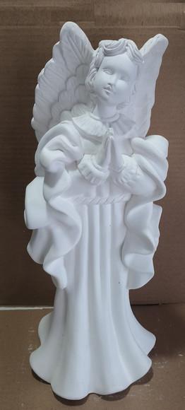 Anjo Imagem Madeira Grande Escultura em Gesso Cru 45cm