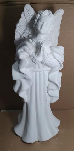Anjo Imagem Madeira Grande Escultura em Gesso Cru 45cm