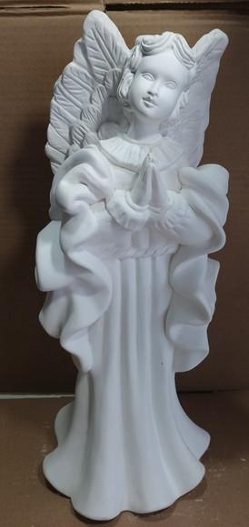 Anjo Imagem Madeira Grande Escultura em Gesso Cru 45cm