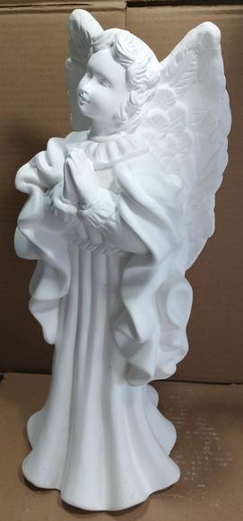 Anjo Imagem Madeira Grande Escultura em Gesso Cru 45cm