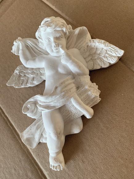 Anjo Trigo Imagem Anjo em Gesso Cru P/parede