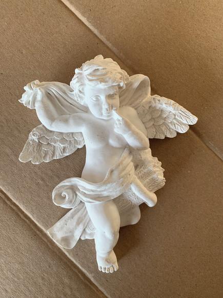 Anjo Trigo Imagem Anjo em Gesso Cru P/parede