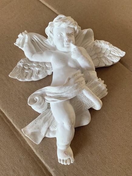 Anjo Trigo Imagem Anjo em Gesso Cru P/parede