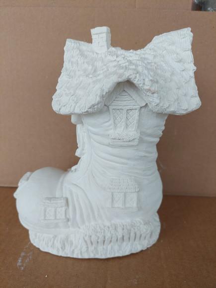 Bota de Natal Escultura em Gesso Cru Bota Decorada de Natal