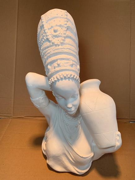 Busto Mulher Africana Imagem Baiana Negra do Pote Jarro Afro