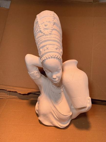 Busto Mulher Africana Imagem Baiana Negra do Pote Jarro Afro