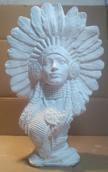 Busto Xamã Escultura Cabocla da Índia Xamã Imagem em Gesso