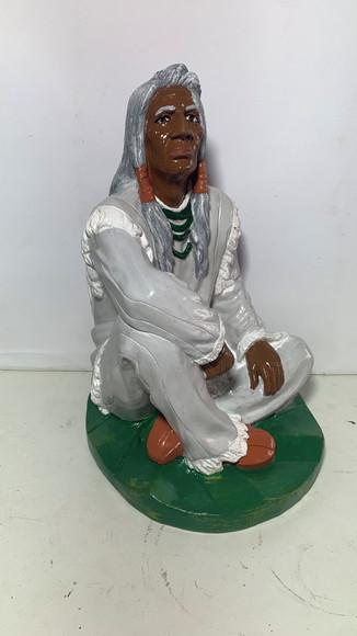 Caboclo Pajé Imagem Xamã Cacique Sentado Índio