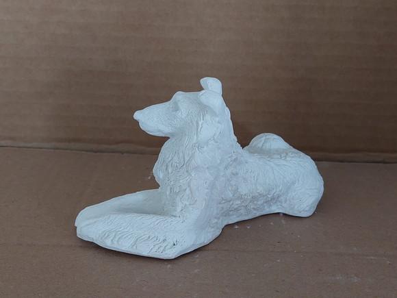 Cão Collie Lesse Imagem em Gesso Cru Carrocho Lese