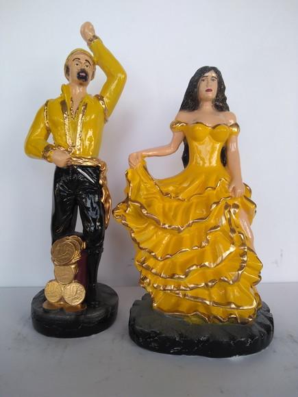 Casal de Ciganos Imagem Cigano Ouro Vladimir + Cigana Amor