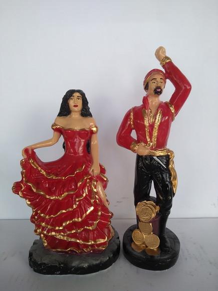 Casal de Ciganos Imagem Cigano Ouro Vladimir + Cigana Amor