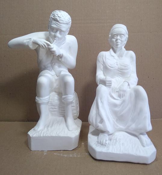Casal Preto Velho 2 Imagem Preto Velho Separadas Gesso Cru