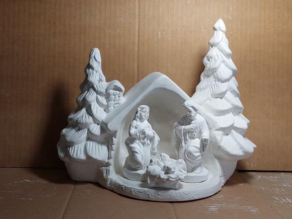 Casinha de Natal com Sagrada Família