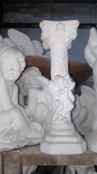 Castiçal Anjo Beta Imagem Anjos Escultura em Gesso Cru