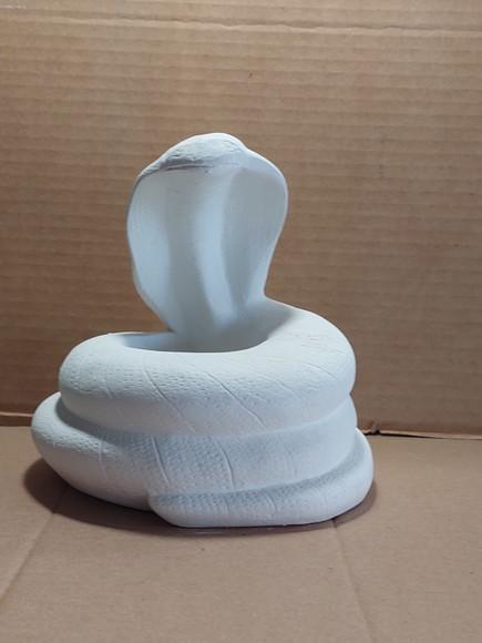 Cobra Naja Imagem Cobra Enrolada Naja Escultura em Gesso Cru