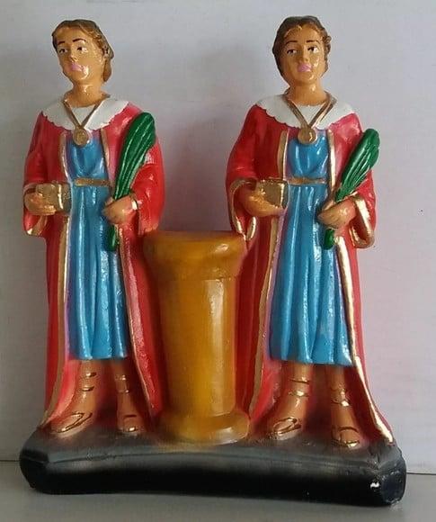 Cosme e Damião Imagem São Cosme e São Damião Escultura 20cm