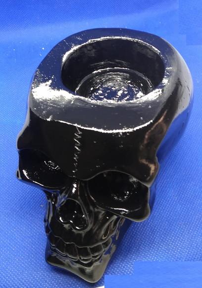 Cranio Caveira com Abertura para Colocar Vela 7 Dias Preto