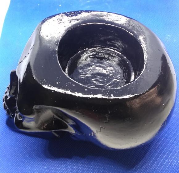 Cranio Caveira com Abertura para Colocar Vela 7 Dias Preto