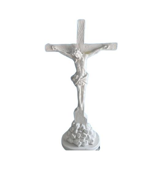 Crucifixo de Mesa Escultura em Gesso Crucifixo de Mesa