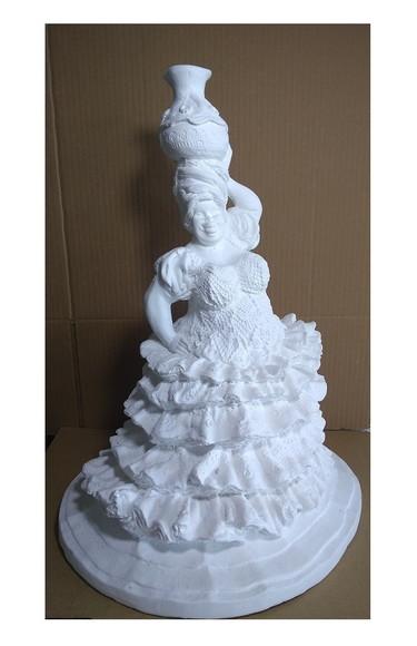Escultura Baiana com Jarro Imagem em Gesso Cru para Pintar
