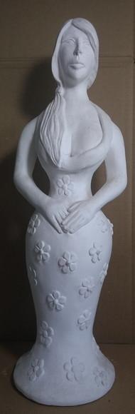 Escultura Baiana Margarida Imagem em Gesso Cru para Pintar