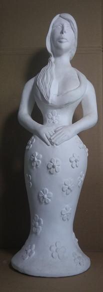 Escultura Baiana Margarida Imagem em Gesso Cru para Pintar
