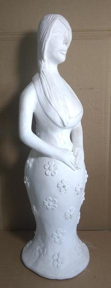 Escultura Baiana Margarida Imagem em Gesso Cru para Pintar