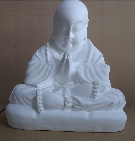 Escultura Buda com Terço Imagem em Gesso para Pintar