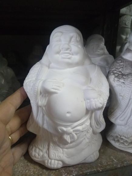 Escultura Buda Pote de Ouro Imagem em Gesso Cru para Pintar