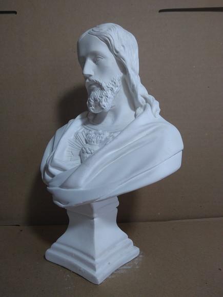 Escultura Busto Coração de Jesus Imagem em Gesso para Pintar