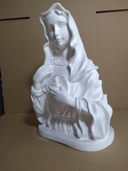 Escultura Busto Sagrado Coração de Maria Imagem Gesso Cru