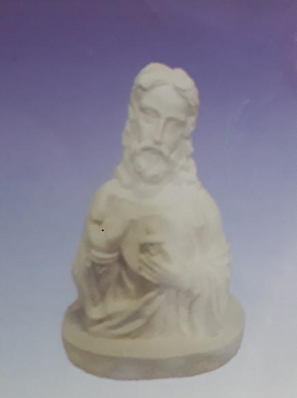 Escultura Busto Sagrado Coração de Jesus em Gesso Cru
