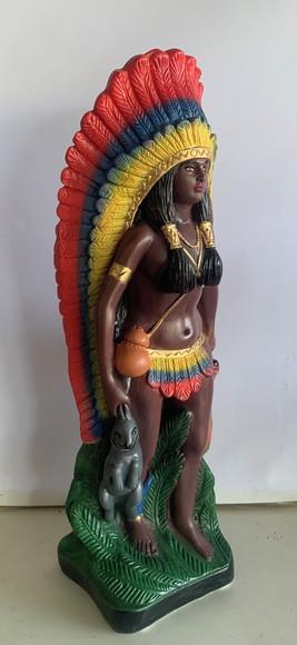 Escultura Cabocla Caçadora Imagem 100% em Gesso Natural