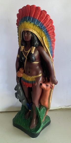 Escultura Cabocla Caçadora Imagem 100% em Gesso Natural
