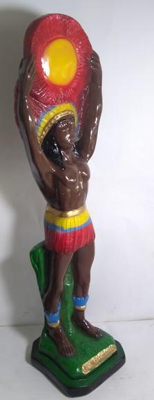 Escultura Caboclo Girassol Imagem Grande com 55cm Altura