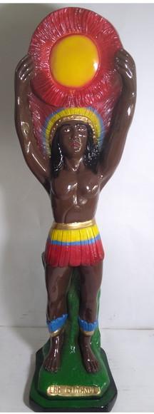 Escultura Caboclo Girassol Imagem Grande com 55cm Altura