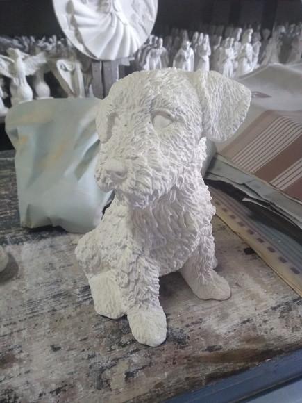 Escultura Cachorro Pipoca em Gesso Puro para Pintar
