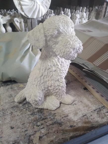 Escultura Cachorro Pipoca em Gesso Puro para Pintar