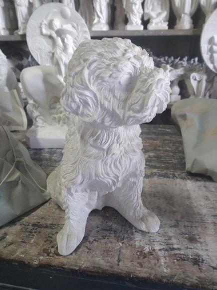 Escultura Cachorro Toy Imagem Cãozinho em Gesso Cru