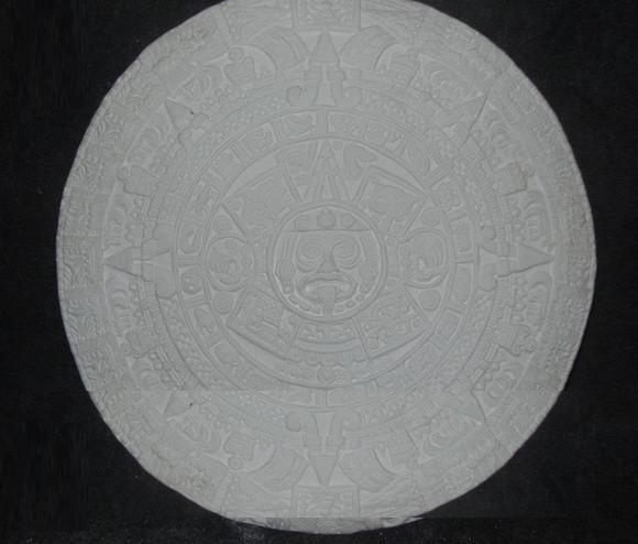 Escultura Calendário de Asteca Imagem em Gesso Cru