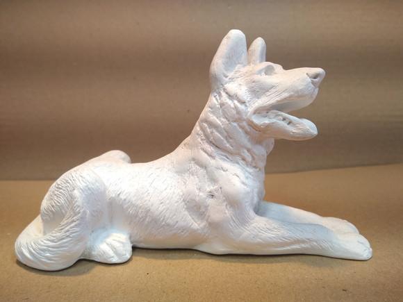 Escultura Cão Pastor Alemão Imagem em Gesso Cru para Pintar
