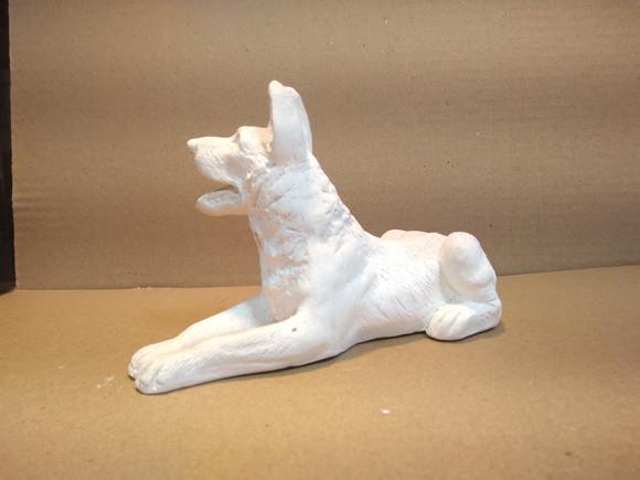 Escultura Cão Pastor Alemão Imagem em Gesso Cru para Pintar
