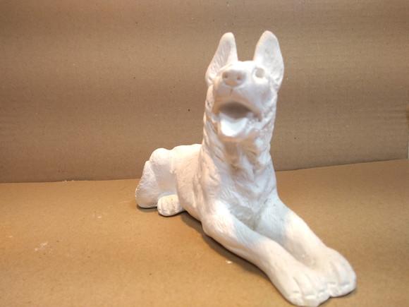 Escultura Cão Pastor Alemão Imagem em Gesso Cru para Pintar